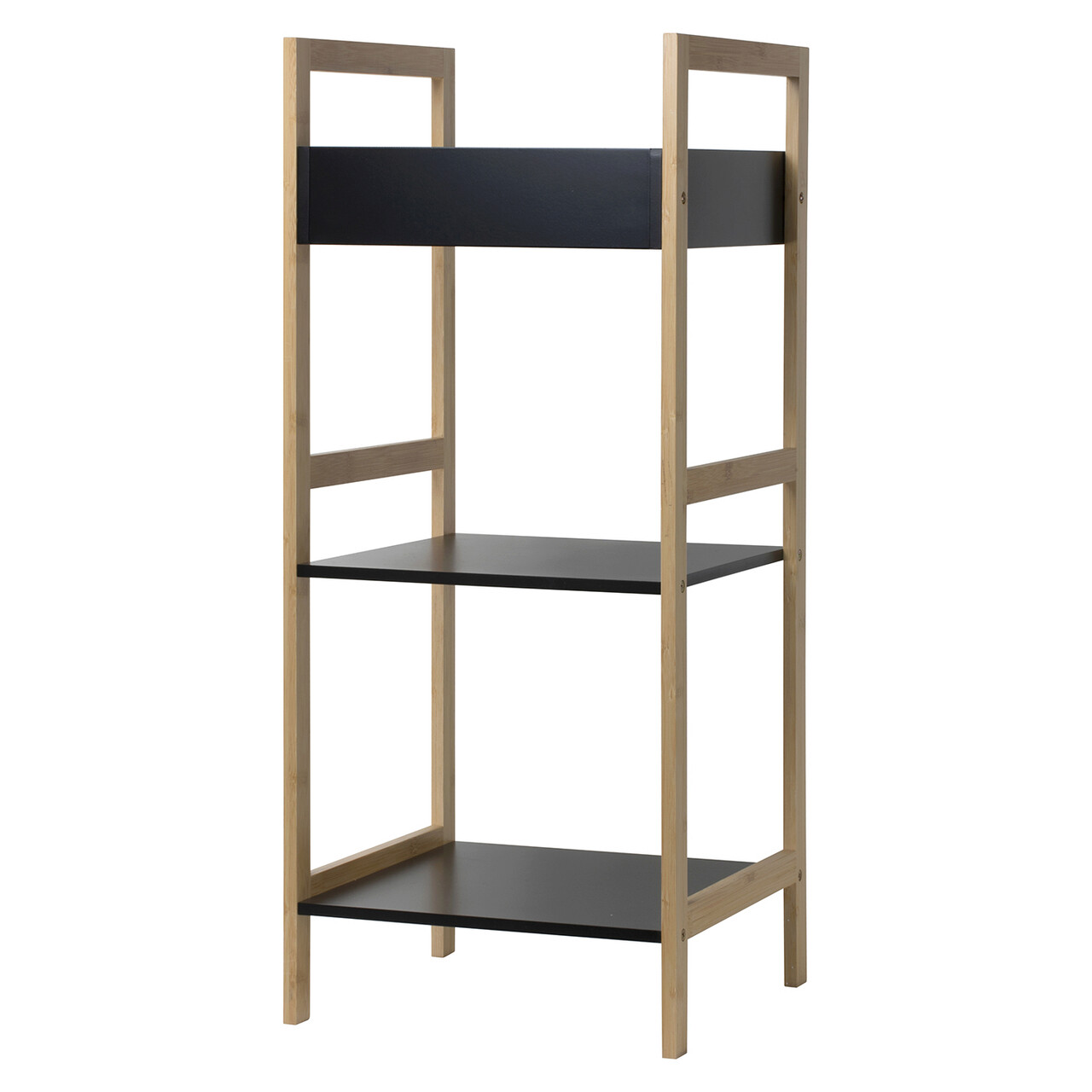 Etajera baie Scandic, Jotta, 3 rafturi, 30x30x72 cm, bambus, negru/maro - imagine 4